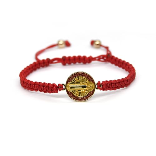 Catholic Rosary Handmade St Benedict Bracelet Adjustable Rosary Bracelet (Red)3