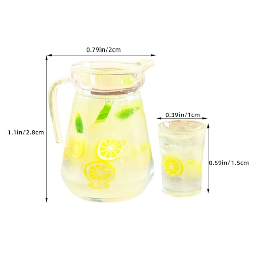 Pichet miniature à limonade avec tasses pour décorations de mini maison