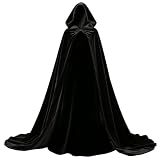 galeeup Wizard Robe Velvet Hooded Witch Cloak Unisex Medieval Renaissance Hood Cape Halloween Coat Adult