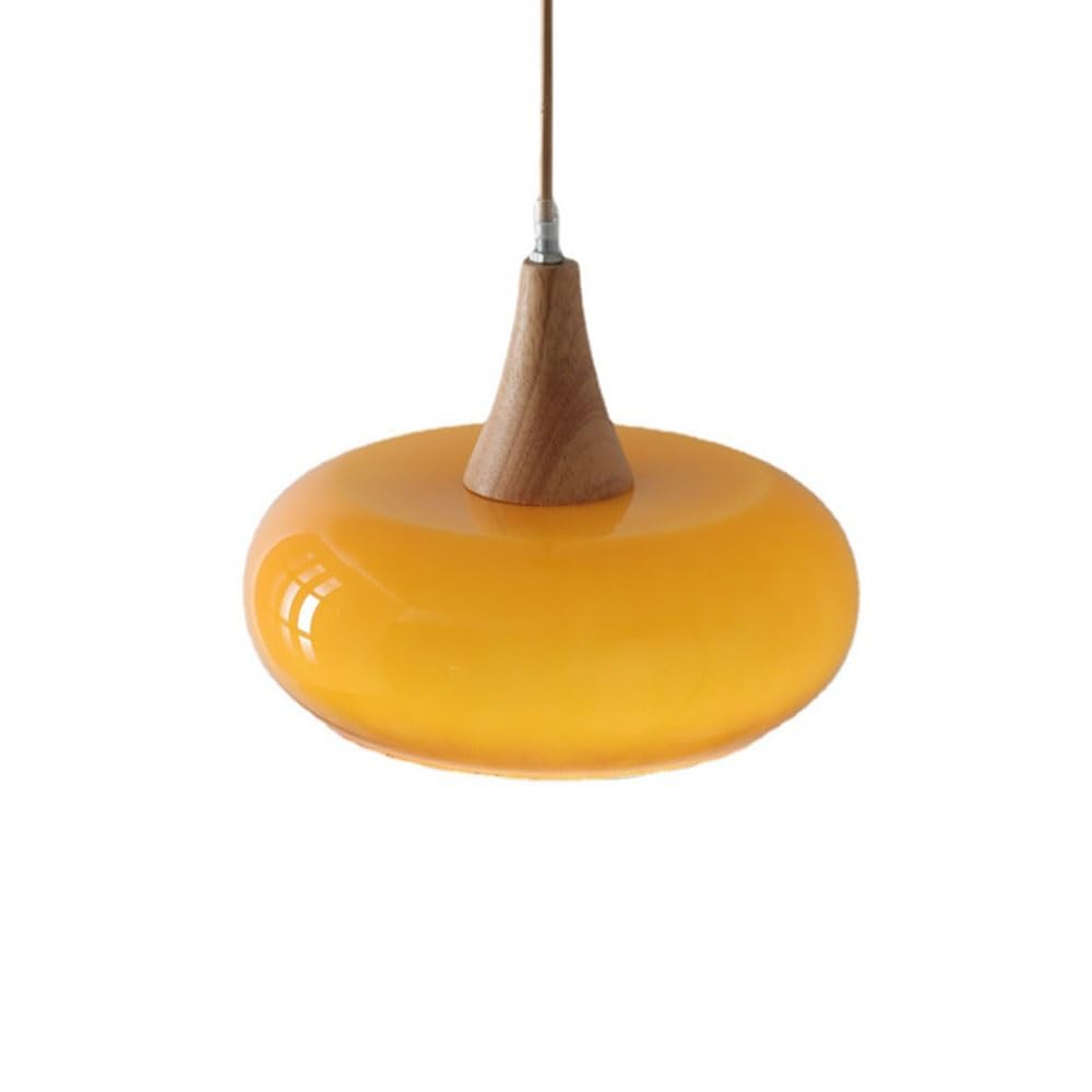 FEITENGDA Vintage Orange Glass Pendant Light Mid Century Modern Single Hanging Lamp Nordic Farmhouse Kitchen Island Chandelier for Dining Room Bedroom Stairwell Living Room