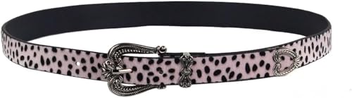MOLERFO Womens Y2k Vintage Aesthetic Skinny Cheetah Leopard Print Leather Belt Animal Print Belt Waist Belt for Women
