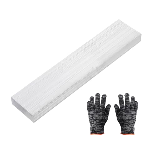 Image of sourcing map Square Aluminum Flat Bar, 19/32" Thickness 1-9/16" Width 8" Length Square 6061 Aluminum Flat Plate, 15 x 40 x 204mm Solid Mill Stock with Gloves