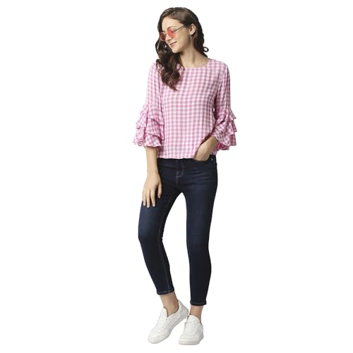 Image of Pepe Jeans Women's Cotton Regular Fit Checks Peplum Top