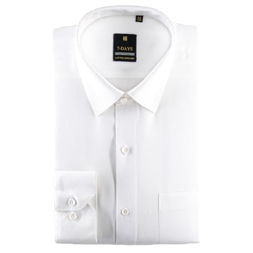 Image of 7-DAYS Premium Men's Formal Shirts - Cotton Rich, Textured Self-Design, Full Sleeve, Regular Fit, Wrinkle Resistant, with Pocket - Perfect for Office