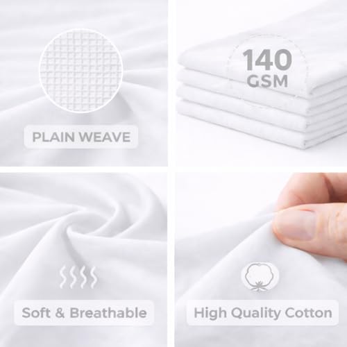 JMW. 100% Cotton Plain White Fabric - Extra Wide (150 CM), Soft, Durable Material - Ideal for Arts & Crafts, Dressmaking, Quilting, Sewing, Bedding, Pillowcases, Bunting