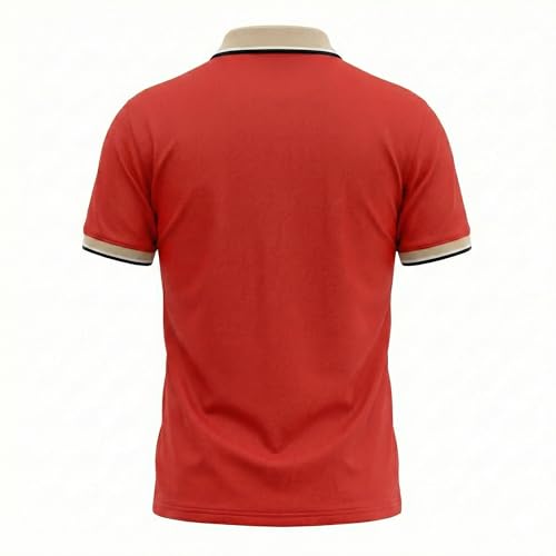 Image of Regular Fit Solid Half Sleeve Casual Tipping Collar Polo T-Shirt for Men