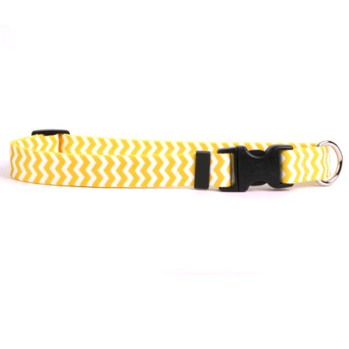 Image of Yellow Dog Design Chevron-Lemon Dog Collar Fits Neck 14 to 20 inch /4 inch Wide, Medium 3 /4 inch Wide