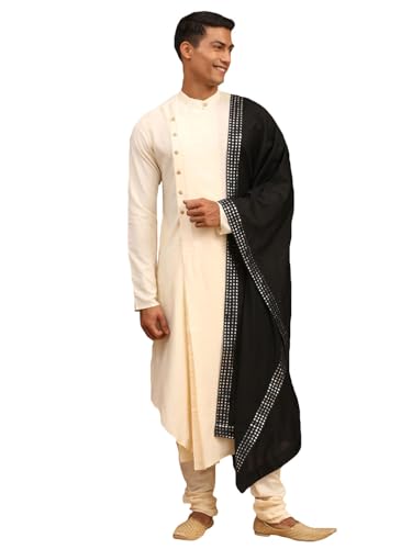 Ensemble kurta homme en mélange de viscose de luxe plissé style Angrakha