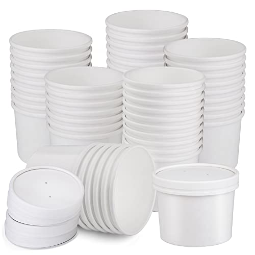 RosyFate Eisbecher Set - 50 Bunte Pappbecher + 50 Löffel Für Desserts & Partys