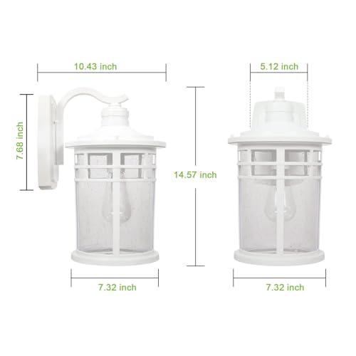 Image of Darkaway 2 Pack Large Outdoor Porch Lights Wall Mount, 15inch Outdoor Light Fixtures Sconces Wall Lighting with Seeded Glass Exterior Lights for Patio Yard House Hallway Doorway Garage