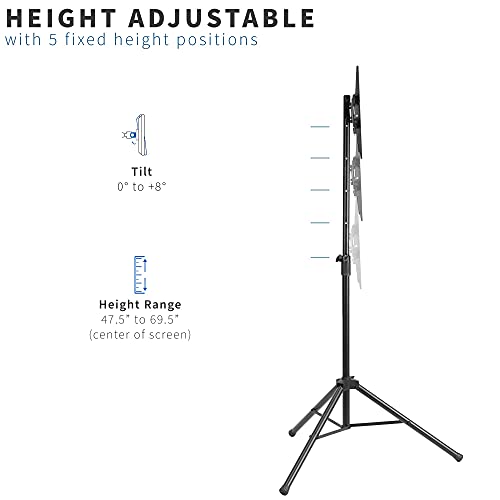 VIVO Black Tripod LCD LED Flat Screen TV Display Floor Stand, Portable Height Adjustable Mount