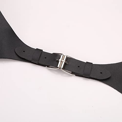 FEESHOW Vintage Medieval Leather Suspender H-Back Steampunk Suspenders with Adjustable Buckle for Men Party Cosplay Clubwear