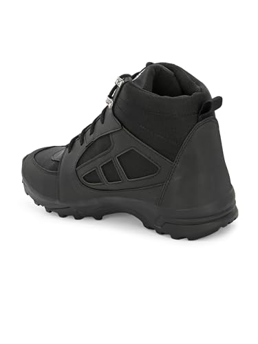 Image of Leo Fitness Waterproof Outdoor Trekking Boots | Black Hiking Boots with Cushioned Footbed, Anti-Slip Rubber Sole