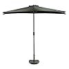 MaxxGarden Parasol voor de tuin, wandmontage, Ø 270 cm, halve parasol, kleur zwart, set met extra sokkel