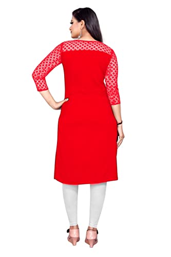 Image of Dream Beauty Fashion Poly Net Straight Crepe Formal Casual Kurta /Kurti for Women and Girls