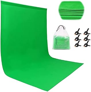 Green Screen 1.8×2.8m Photo Backdrop,Thicken Green Cloth Backdrop,Foldable Green Screen Rollup Cloth Photo with 6 Piece Clips+Bag,for Photo Wall Photo Studio Photography(Stand not included)