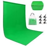 Miorkly Greenscreen 1.8 x 2.8 m Photo Background, Foldable Green Screen Rollup Fabric Photo Background with 6 Pieces Clip, for Photo Wall Photo Studio Photography Background System