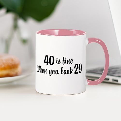 Taza de cerámica CafePress 11 oz blanca y rosa miniatura 4