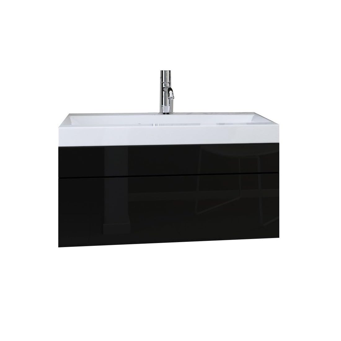 Meublorama Mobile sottolavabo sospeso Collezione Raven, Colore Nero Opaco e Lucido, con lavabo e sifone Incluso.