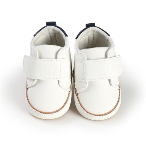 Image of HsdsBebe Baby Boys Girls Pu Leather Hard Bottom Walking Sneakers Toddler Rubber Sole First Walkers Infant Cartoon Slippers Crib Shoes