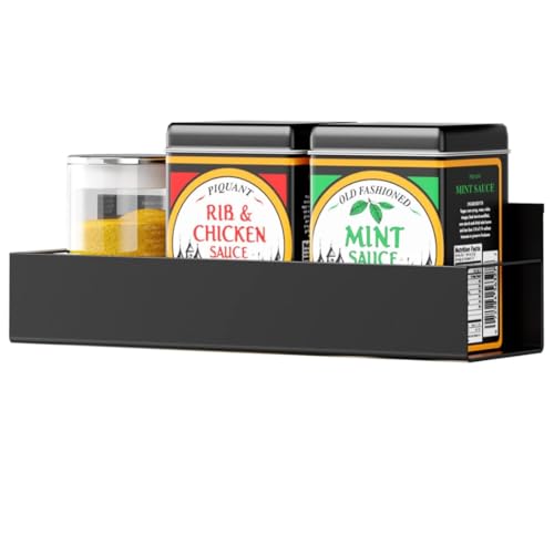 Image of OrganizeMee Movable Kitchen Organizer Storage Spice Magnetic Rack, Decorate Your Fridge,Washing Machine & Microwave Oven with Magnetic Metal Fridge Side Rack 1 Year Warranty: Black Set Of 3
