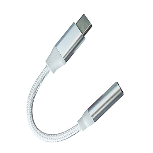 ALLVD USB-C to 3.5 mm イヤホンアダプタ Type-C ヘッドフォン変換ジャック オーディオアダプタ, 高耐久 通話/音量調節/音楽 MacBookAir/Pro/iPad Pro/Android/Type-Cデバイス 対応編み目(ホワ