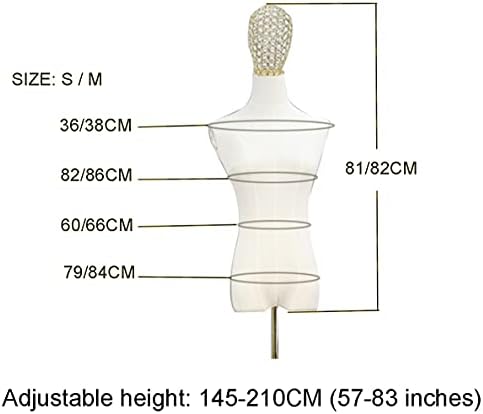 Female Tailors Dummy Mannequin Torso Mannequin Stand,Female Mannequin Torso,Store Shop Window Flax Cover Woman Dress Form,57-83‘‘ Height Adjustable Clothing Jewelry Displ,Small Round,Round