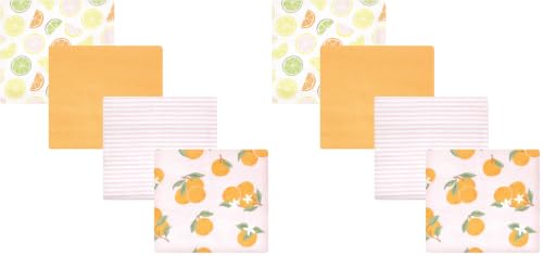 Image of Hudson Baby Unisex Baby Cotton Flannel Receiving Blankets, Citrus Orange, One Size (Pack of 2)