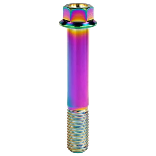 Image of Titanium Bolt M12 30 35 40 45 50 55 60 65 70 75 80 85 90mm Hex Small Flange Head for Motorcycle Car Modification Pack of 4 (M12x75mm Pitch 1.25, Multicolored)