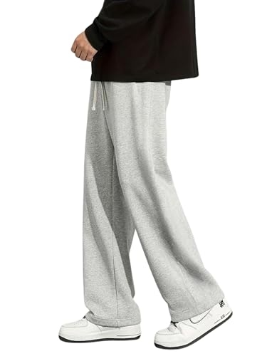 Image of Men's Black Wide Leg Track Pants | Oversized Baggy Loose Fit Trousers for Men | Casual Straight Fit Lower with Elastic Waist for Gym, Travel