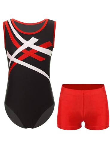 Consejos para Comprar Ropa de Gimnasia - solo los mejores. 48 Lorilida Niños Unisex Piezas Traje De Baile Deportivo Niños Sin Mangas Body De Gimnasia Ballet Con Shorts Ropa Baile Para Patinaje Rojo 9-10 Años