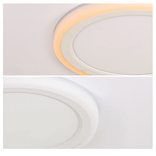Hykolity 13 Inch Round Led Flat Panel With Night Light(2000K 3W), 24W, 2400Lm, 3/4/5K 3Cct, Dimmable, Side Glow Night Light, Modern Led Ceiling Light Fixture For Hallway Bedroom, Kitchen - White #TOP6