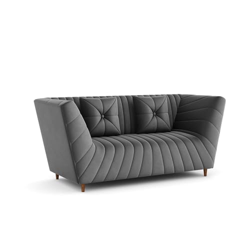 Image of Amazon Brand - Solimo Corell Tufted Velvet Fabric 2 Seater Sofa for Living Room Furniture (Grey)|3 Year Warranty