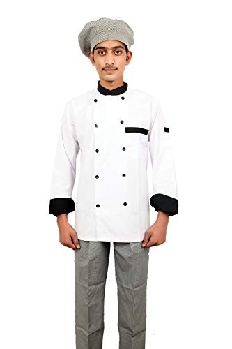 GenericDevshree Uniform Men's Full Sleeves Chinese Collar Chef Coat-White-