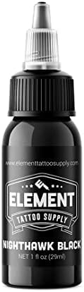 Element Tattoo Supply - Black Tattoo Ink - Outlining - Shading - Tribal - Permanent - Nighthawk - 1oz Bottle