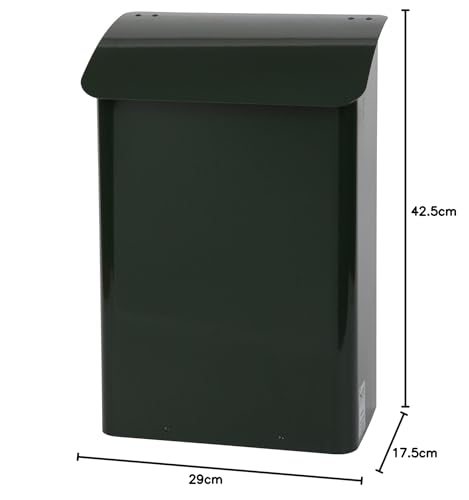 Wand-Briefkasten Safepost 14 grün (RAL 6009) racinggreen Sicherheits-Briefkasten mit doppeltem Dach Aufputz-Postkasten