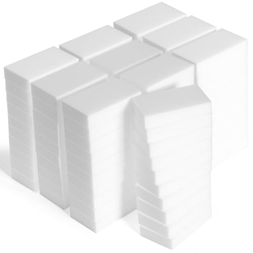 Image of (100 Pack 3.9 inchx2.3 inchx0.8 inch) Melamine Sponges Magic Cleaning Sponges in Bulk Eraser Sponges for Kitchen Bathroom Cleaning Supplies for Stains and Dirt