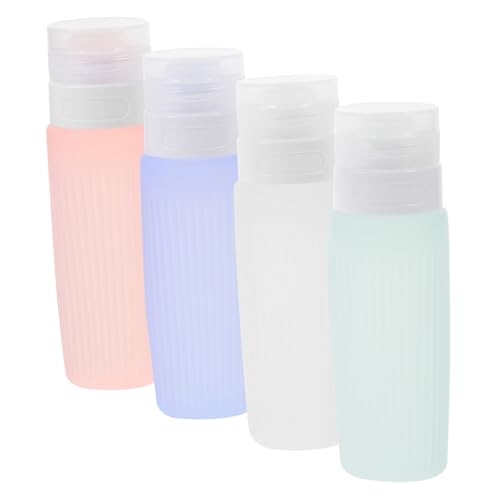 HEATSHAKING 4個 食品グレードシリコン採用トラベルボトル 軽量詰め替え容器 折りたたみ式漏れ防止シャンプーディスペンサー キ ランダムカラー
