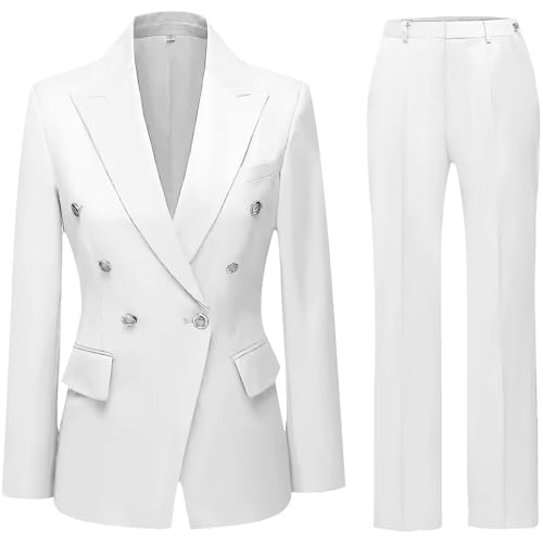 YUVUXE Womens Suitting Double Breasted Business Pants Suit for Women 2 Piece Pant Suits for Women Dressy