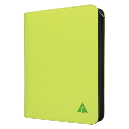 Rayvol Carpeta de tarjetas premium de 9 bolsillos, se adapta a 828 tarjetas de intercambio, álbum de colección de tarjetas sin anillo de carga lateral para TCG y tarjetas deportivas, color verde