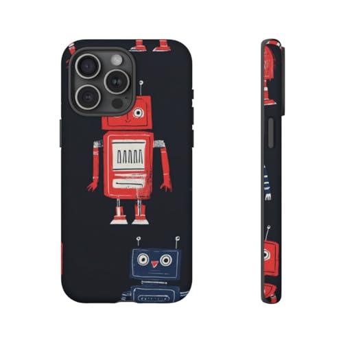 Coque iPhone 15 Pro Max robot rouge bleu pour le quotidien