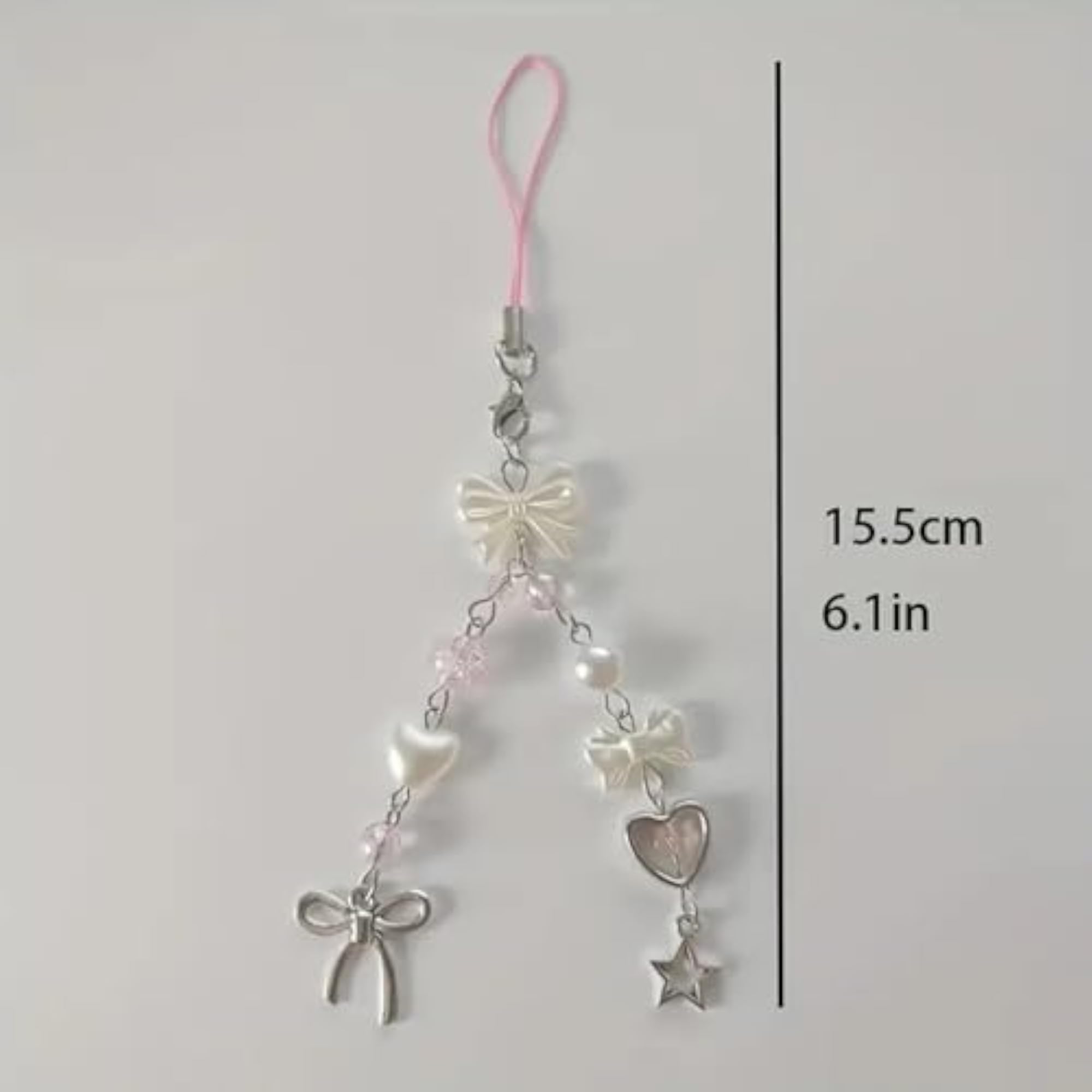 SNOWY Silver Bow Phone Charm, Handcrafted Pendant