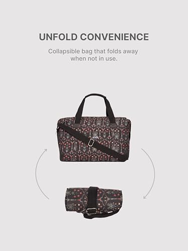 Image of ZOUK Collapsible Duffle Bag for Men and Women | Lightweight Foldable Travel Duffel Bag | Vegan Leather & Handcrafted Fabric | Water-Resistant Lining | 33L Weekend & Short Trip Bag | Taj Guldasta