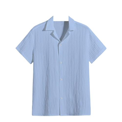 Image of Men's Relaxed Fit Striped Short Sleeve Button-Down Casual Shirt