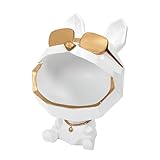 Marque : Paris Prix Paris Prix Statuette & Vide-Poche Chien à Lunettes 23cm Blanc