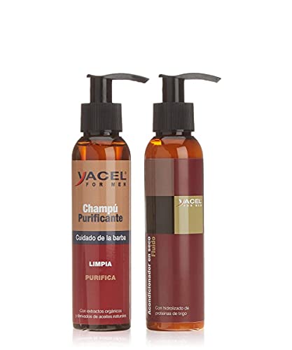 Yacel For Men - Pack Champú Purificante + Acondicionador | Barba más Suave e...