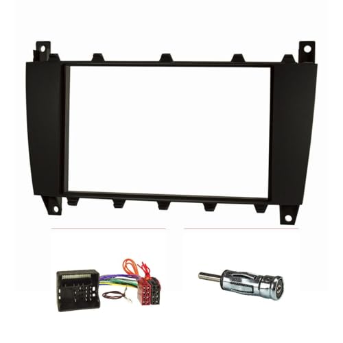 tomzz Audio 2434-003 Kit Radio Double DIN Compatible avec Mercedes Classe C W203 S203 CLK Facelift CLC Classe G Noir avec Adaptateur Quadlock ISO Adaptateur...