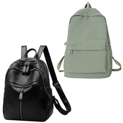 Two Backpacks for Women Laptop Backpack and Leather Backpack Purse for Women Work Travel Computer Bags, College