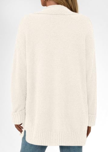KIRUNDO Womens Long Chunky Fuzzy Knit Cardigan 2026 Fall(White, M) - image 2