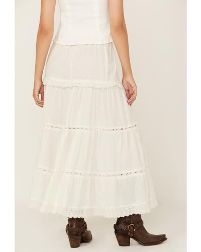 Angie Women's Swiss Dot Maxi Skirt with Eyelets and High Slit4